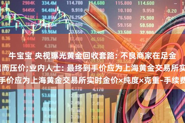 牛宝宝 央视曝光黄金回收套路: 不良商家在足金涂抹洗洁精等让其变黑而压价;业内人士: 最终到手价应为上海黄金交易所实时金价×纯度×克重-手续费