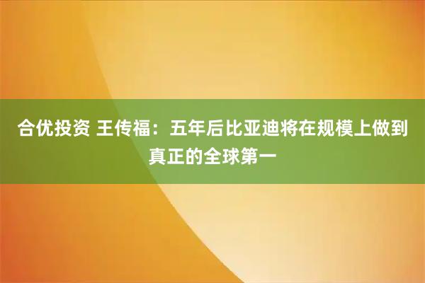 合优投资 王传福：五年后比亚迪将在规模上做到真正的全球第一